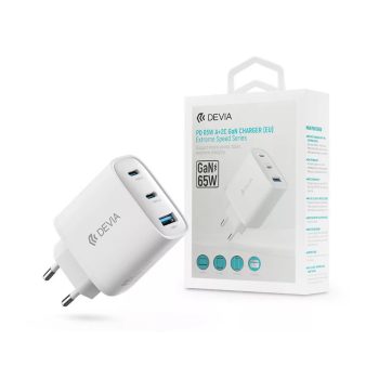   Devia Extreme Speed Series 65W GaN PD hálózati gyorstöltő adapter USB+2xType-C - fehér