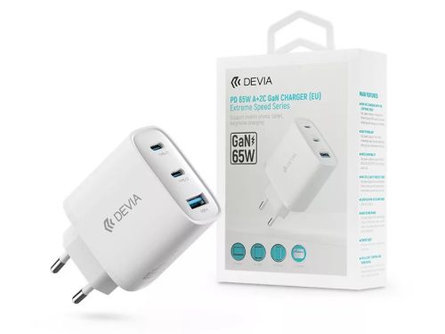 Devia Extreme Speed Series 65W GaN PD hálózati gyorstöltő adapter USB+2xType-C - fehér
