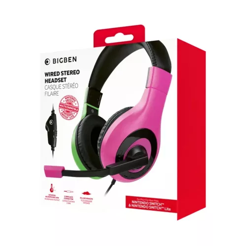 Bigben Stereo Gaming Headset V1 Switch - Zöld / Rózsaszín