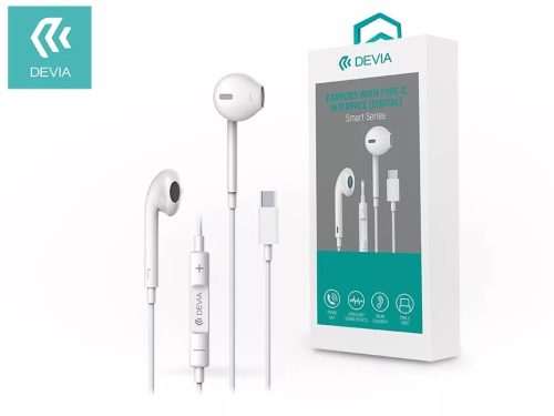 DEVIA SZTEREÓ FELVEVŐS FÜLHALLGATÓ USB TYPE-C CSATLAKOZÓVAL FEHÉR