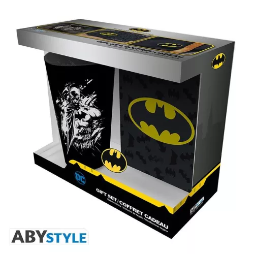 DC COMICS Batman ajándékszett: XXL pohár, kitűző, A6 zsebnotesz