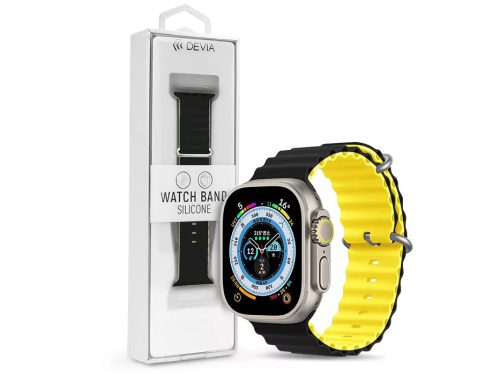 Devia APPLE WATCH SZILIKON SPORT SZÍJ 38/40/41 MM - Fekete / Sárga