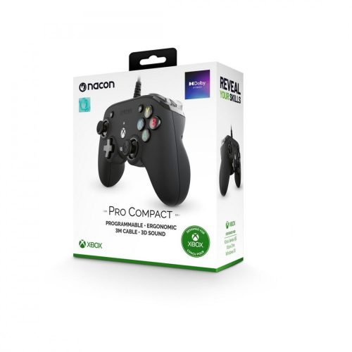 Nacon Pro Compact vezetékes kontroller, Xbox Series X|S, Xbox One, PC kompatibilis (Fekete)