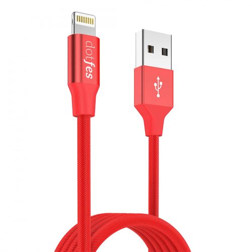 Dotfes A01F MFI Alumínium erősítésű Lightning USB kábel piros, 1 méter