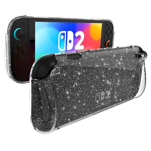 Switch 2 szilikon védőtok - Átlátszó / Csillogó