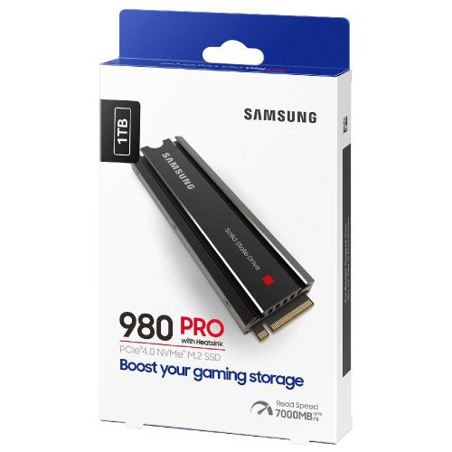 Samsung 980 PRO 1TB M.2 NVMe SSD Hűtőbordával, PS5-höz (3 év jótállás)