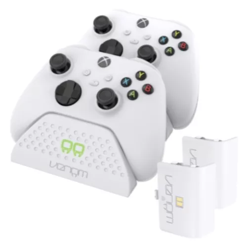 Venom Xbox One / Series S / X Fehér dupla töltőállomás + 2 db akkumulátor VS2871 (használt, 1 hónap jótállás)