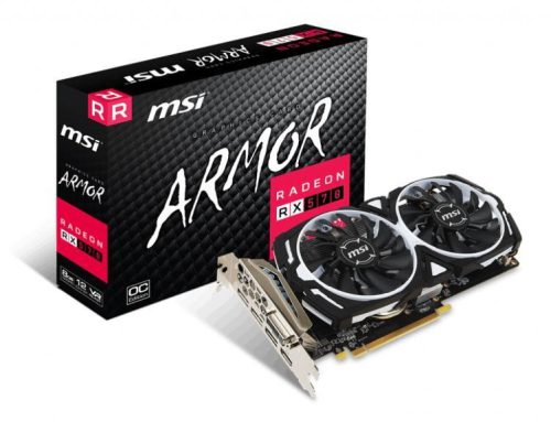 MSI  RX 570 ARMOR OC 8GB GDDR5 HDMI DVI videókártya (használt, tesztelt, 1 hó jótállás)
