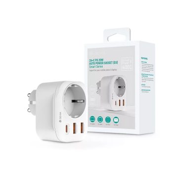   Devia hálózati csatlakozóaljzat 2xUSB + Type-C PD kimenettel - Fehér