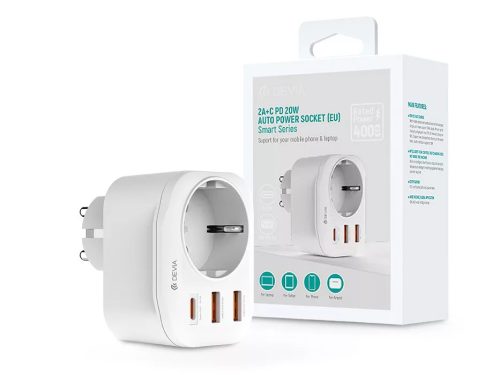 Devia hálózati csatlakozóaljzat 2xUSB + Type-C PD kimenettel - Fehér