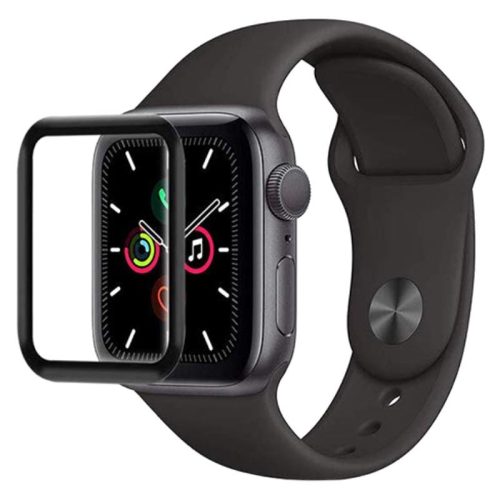 3D Full ragasztós Apple Watch Pet Üvegfólia Fekete - Watch 4 44 mm