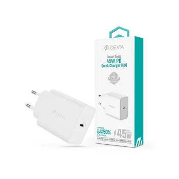   Devia Rocket Series 45W PD hálózati gyorstöltő adapter Type-C - fehér ST112889