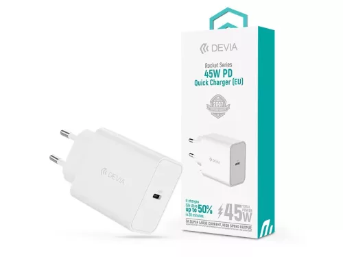 Devia Rocket Series 45W PD hálózati gyorstöltő adapter Type-C - fehér ST112889