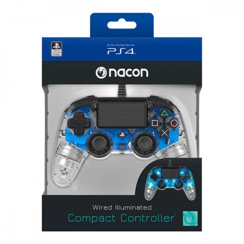 Nacon Wired Compact Controller, kéken világító, vezetékes kontroller PS4/PC